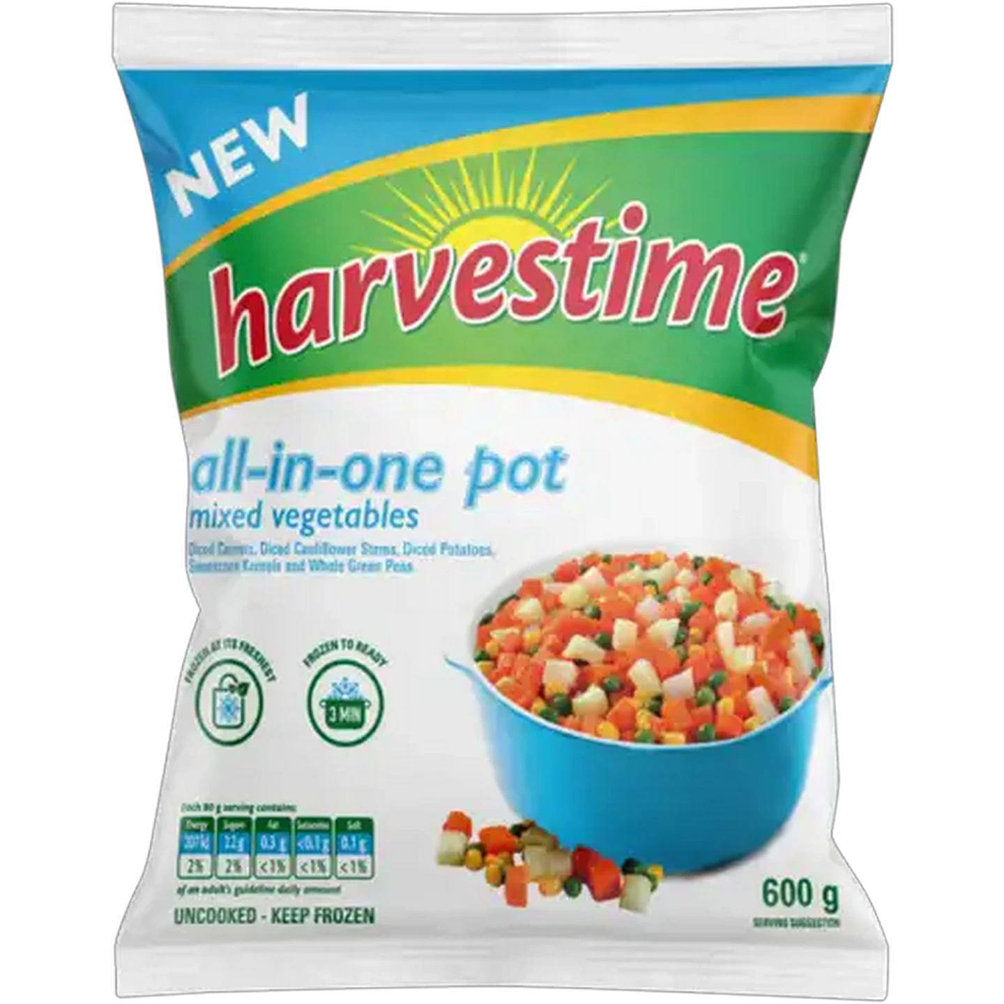 Image of Harvestime Frozen All-In-One Pot Mixed Vegetables 600g
