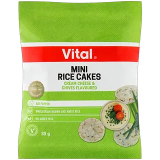 Vital Cream Cheese & Chives Flavoured Mini Rice Cakes Bag 30g