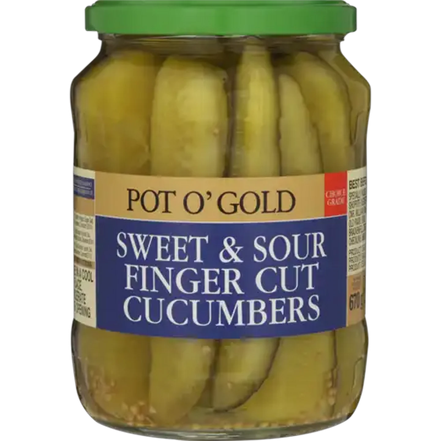 Image of Pot O' Gold Sweet & Sour Finger Cut Cucumbers 670ml