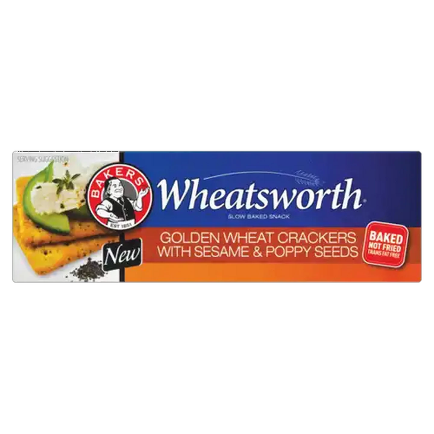 Image of Bakers Wheatsworth Golden Wheat Crackers With Sesame & Poppy Seeds 200g