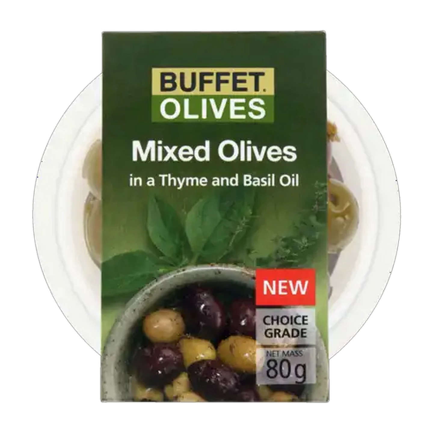 Image of Buffet Olives Mixed Olives In Thyme & Basil Oil 80g