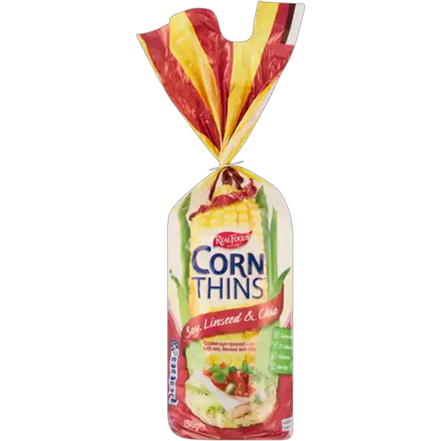 Image of Real Foods Soy, Linseed & Chia Corn Thins 150g
