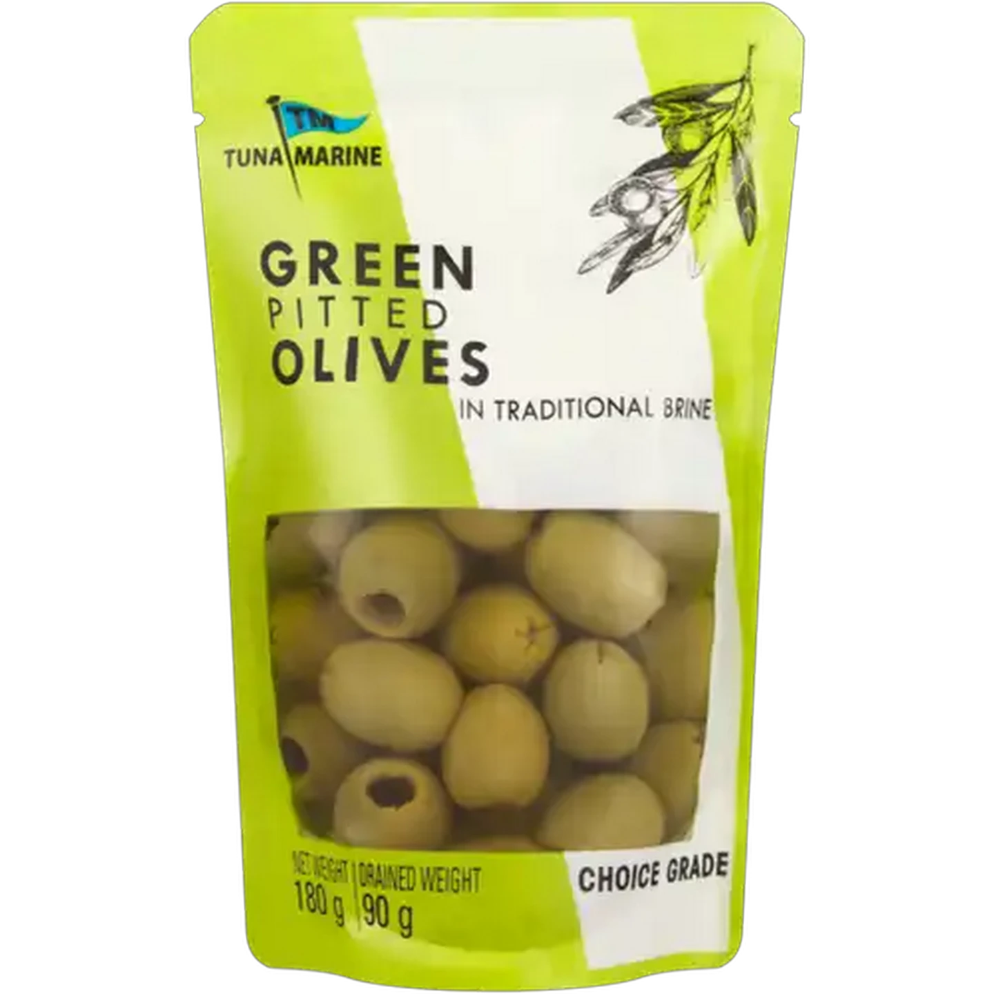 Image of Tuna Marine Green Pitted Olives in Traditional Brine 180g