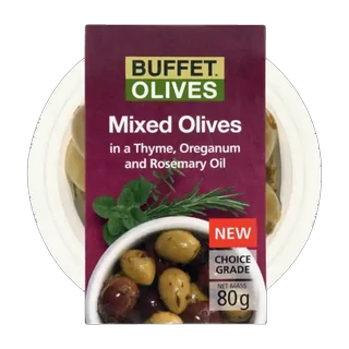 Buffet Olives Mixed Olives In Thyme, Oreganum & Rosemary Oil 80g