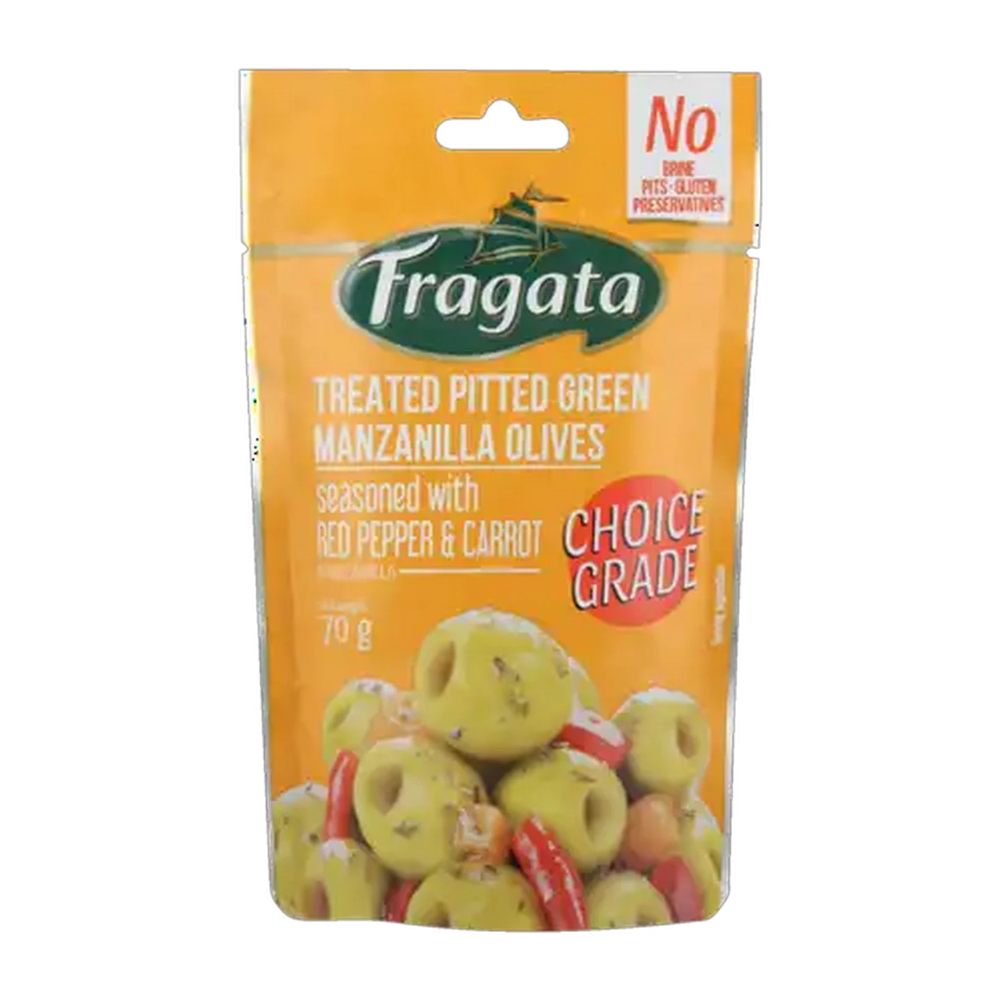 Image of Fragata Treated Pitted Green Manazanilla Olives 70g