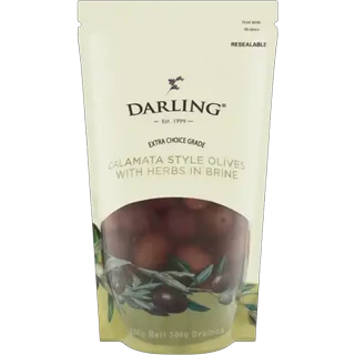Darling Olives Calamata Style Olives with Herbs in Brine 500g