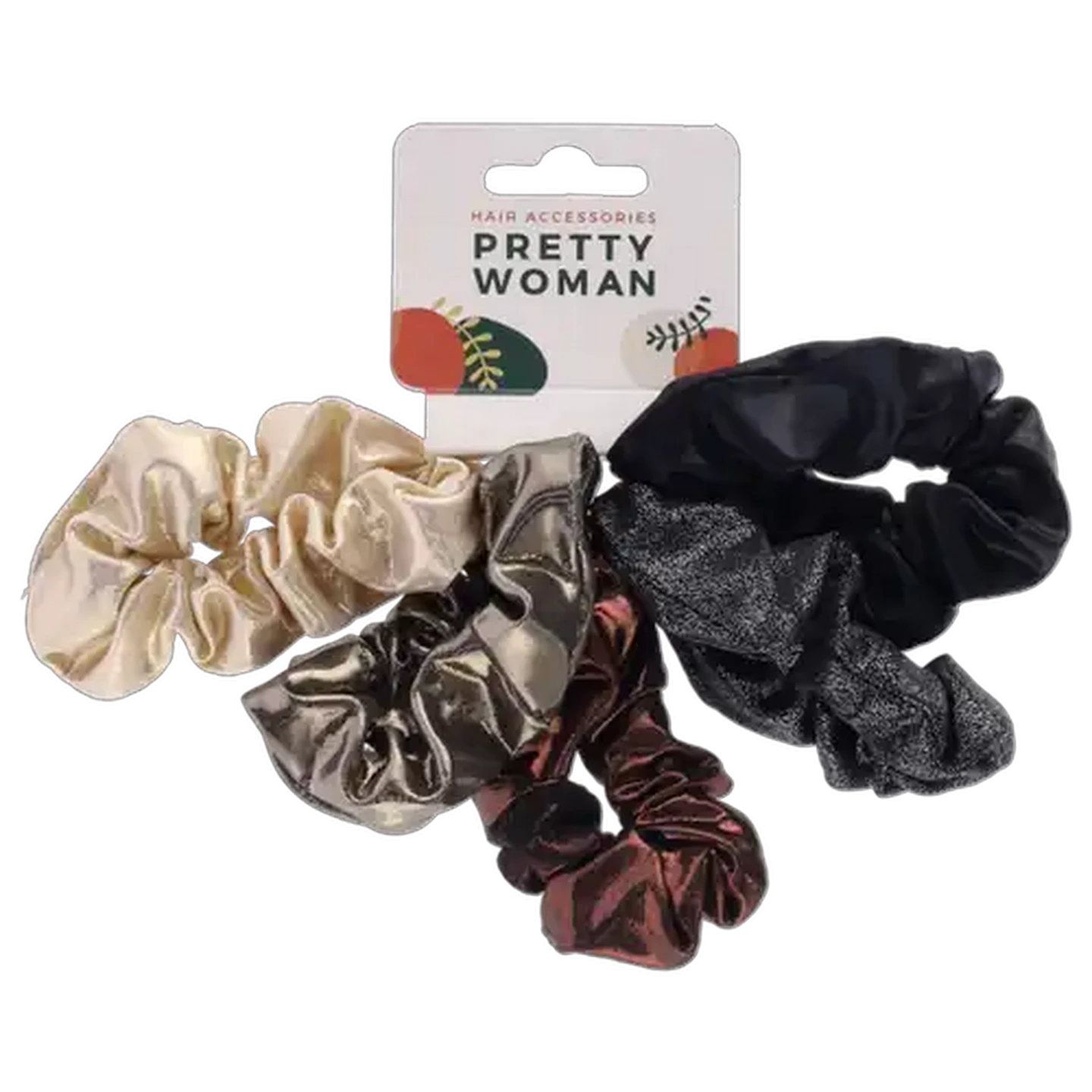 Image of Pretty Woman Metallic Scrunchies 5 Piece