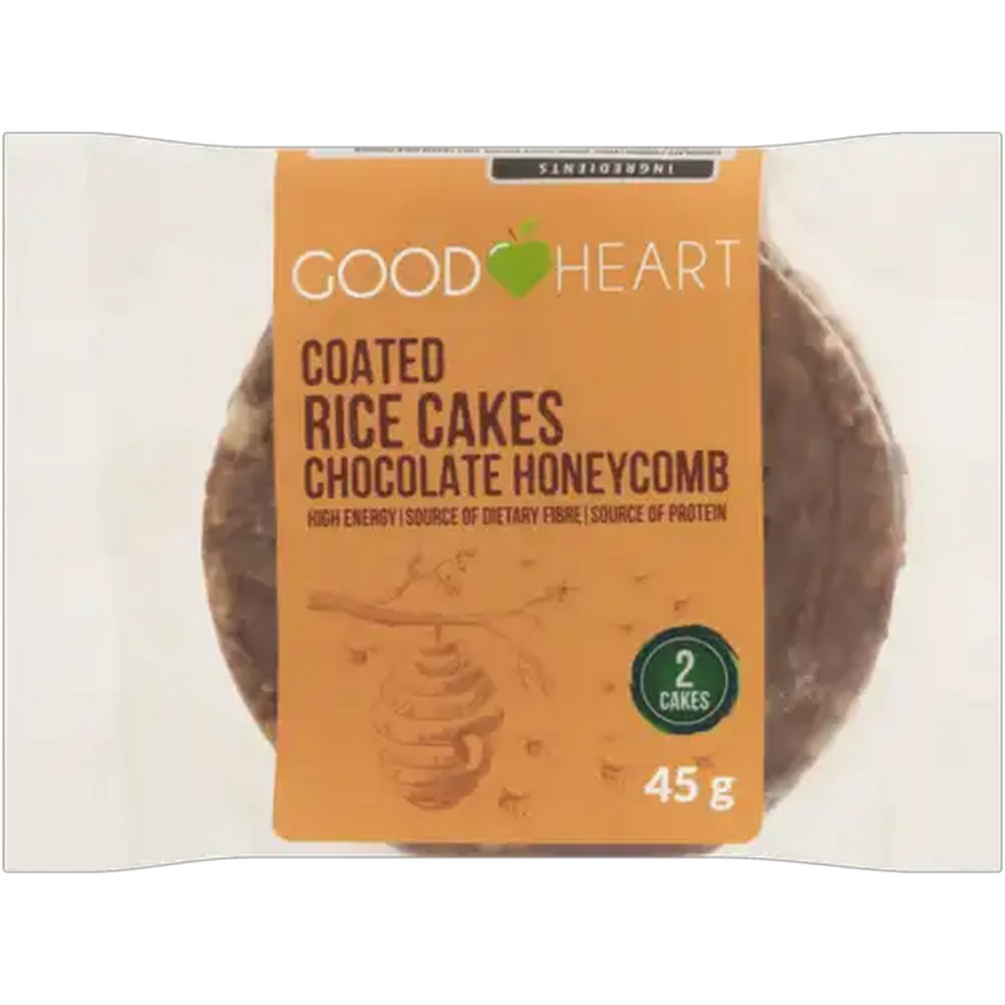 Image of Good Heart Chocolate Honeycomb Coated Rice Cakes 2 Pack