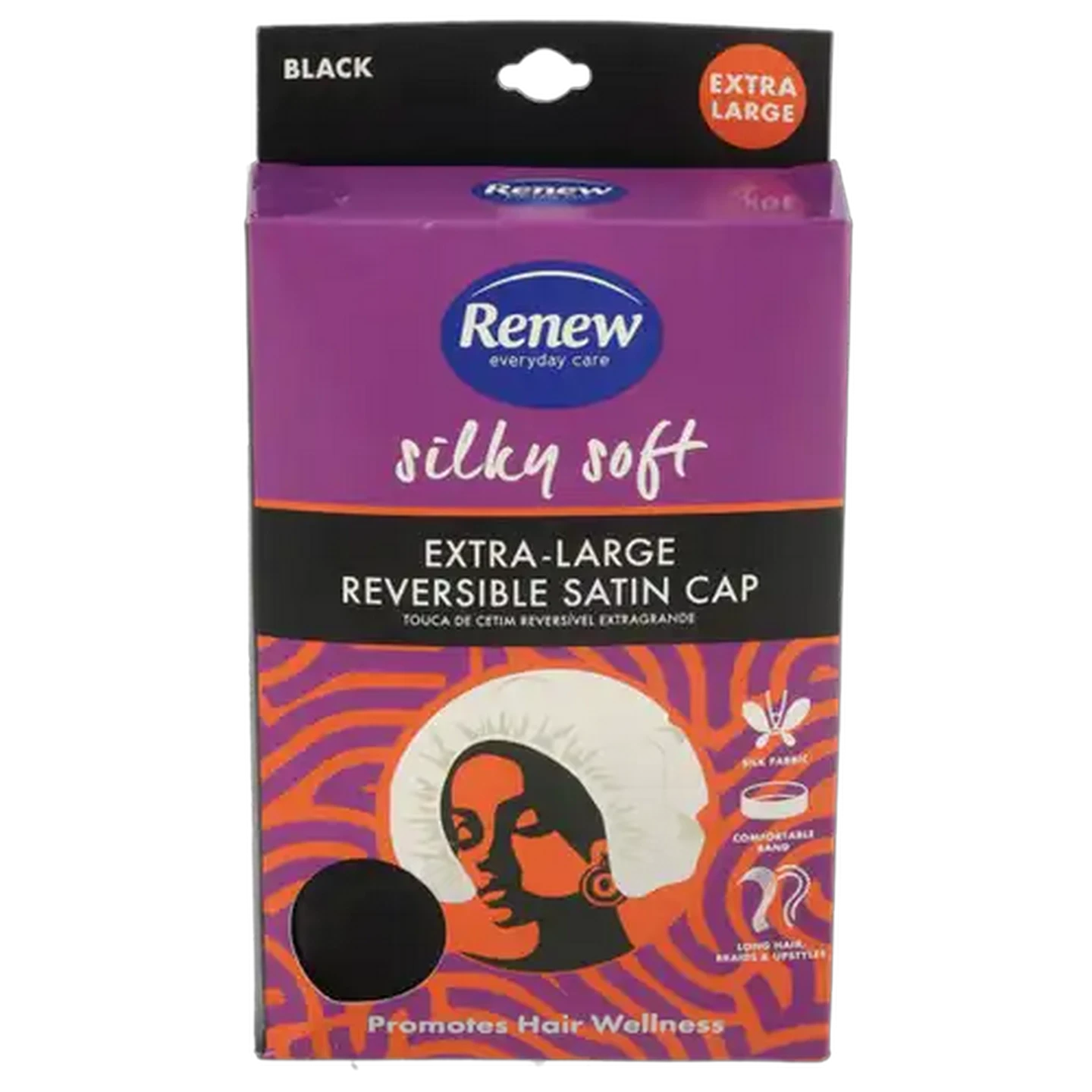 Image of Renew Black Extra Large Double Line Hair Bonnet