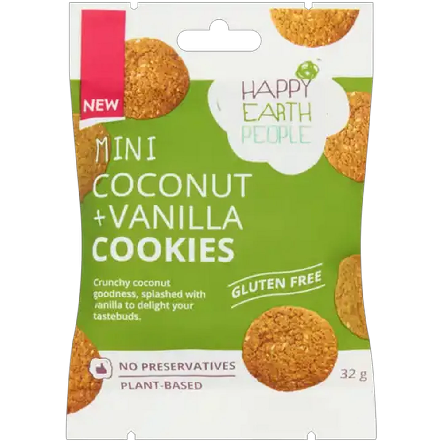 Image of Happy Earth People Gluten Free Mini Coconut & Vanilla Cookies 32g