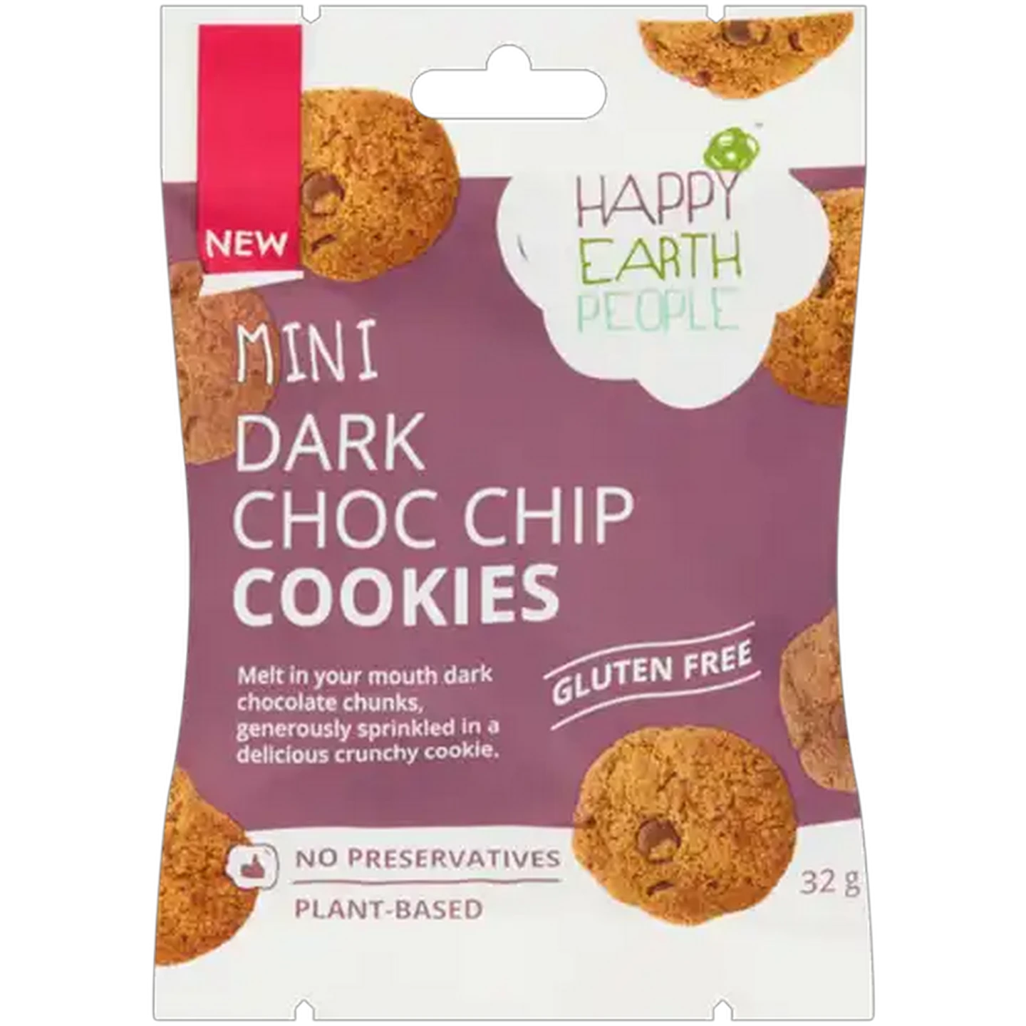 Image of Happy Earth People Gluten Free Mini Dark Choc Chip Cookies 32g