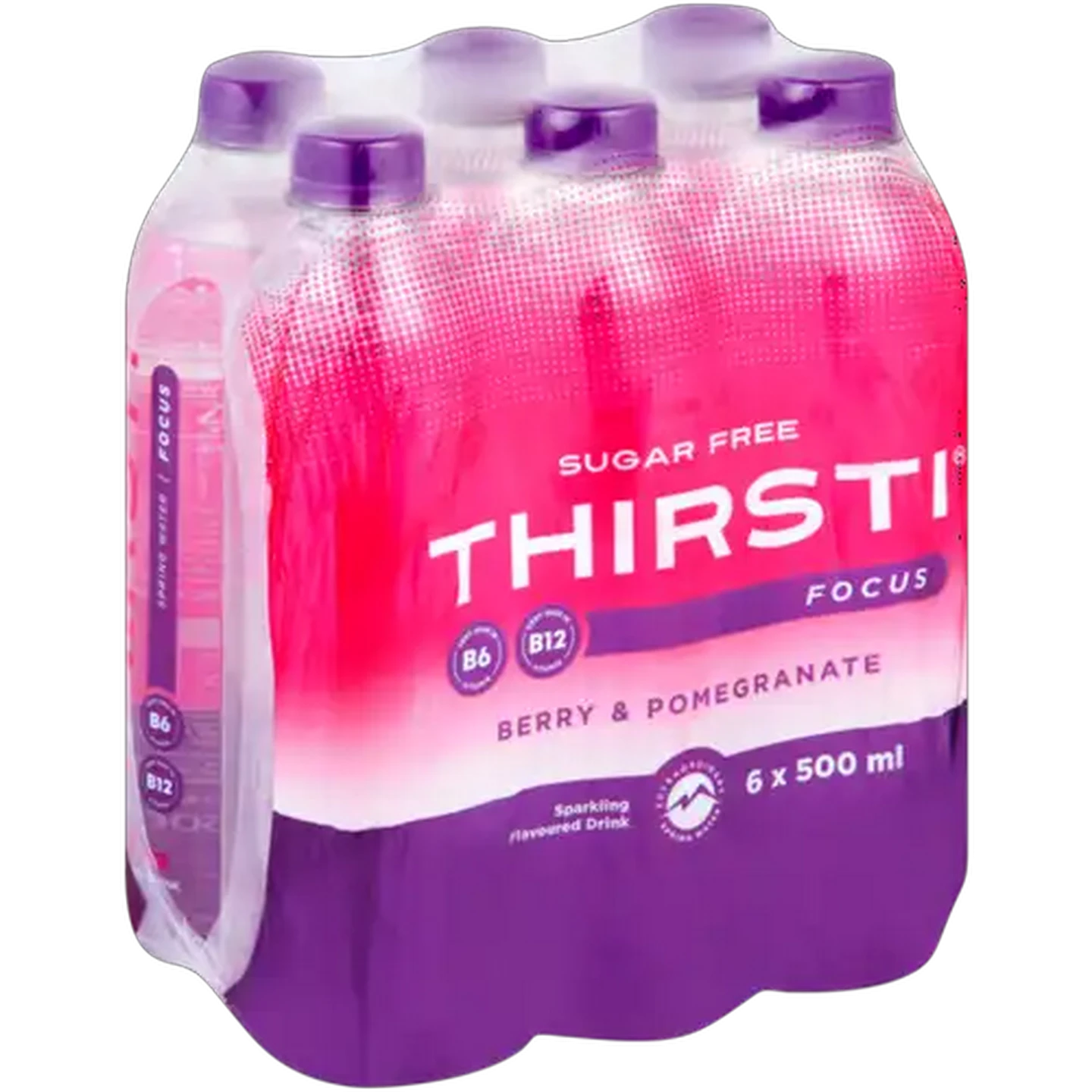 Image of Thirsti Berry & Pomegranate Flavoured Sugar Free Sparkling Focus Drink 6 x 500ml