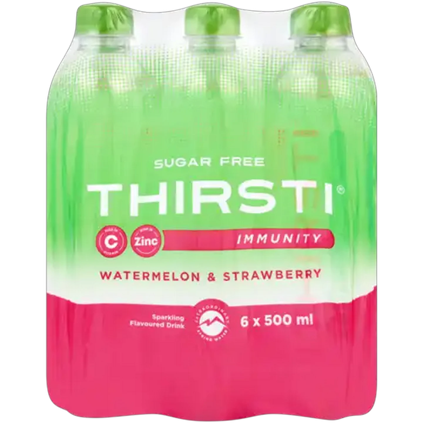 Image of Thirsti Watermelon & Strawberry Flavoured Sugar Free Sparkling Immunity Drink 6 x 500ml