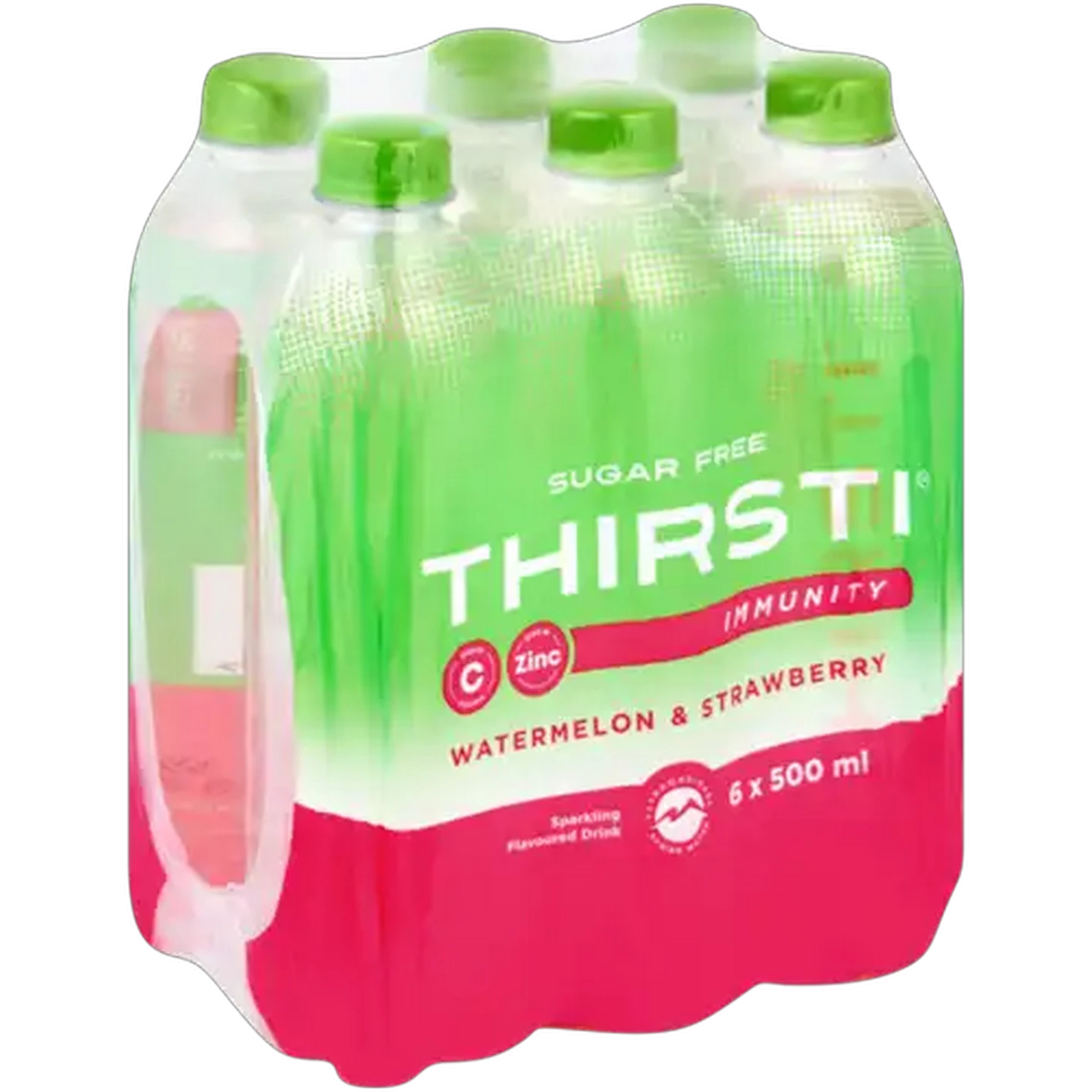 Image of Thirsti Watermelon & Strawberry Flavoured Sugar Free Sparkling Immunity Drink 6 x 500ml