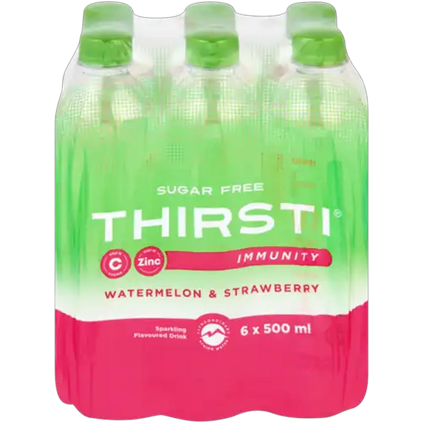 Image of Thirsti Watermelon & Strawberry Flavoured Sugar Free Sparkling Immunity Drink 6 x 500ml