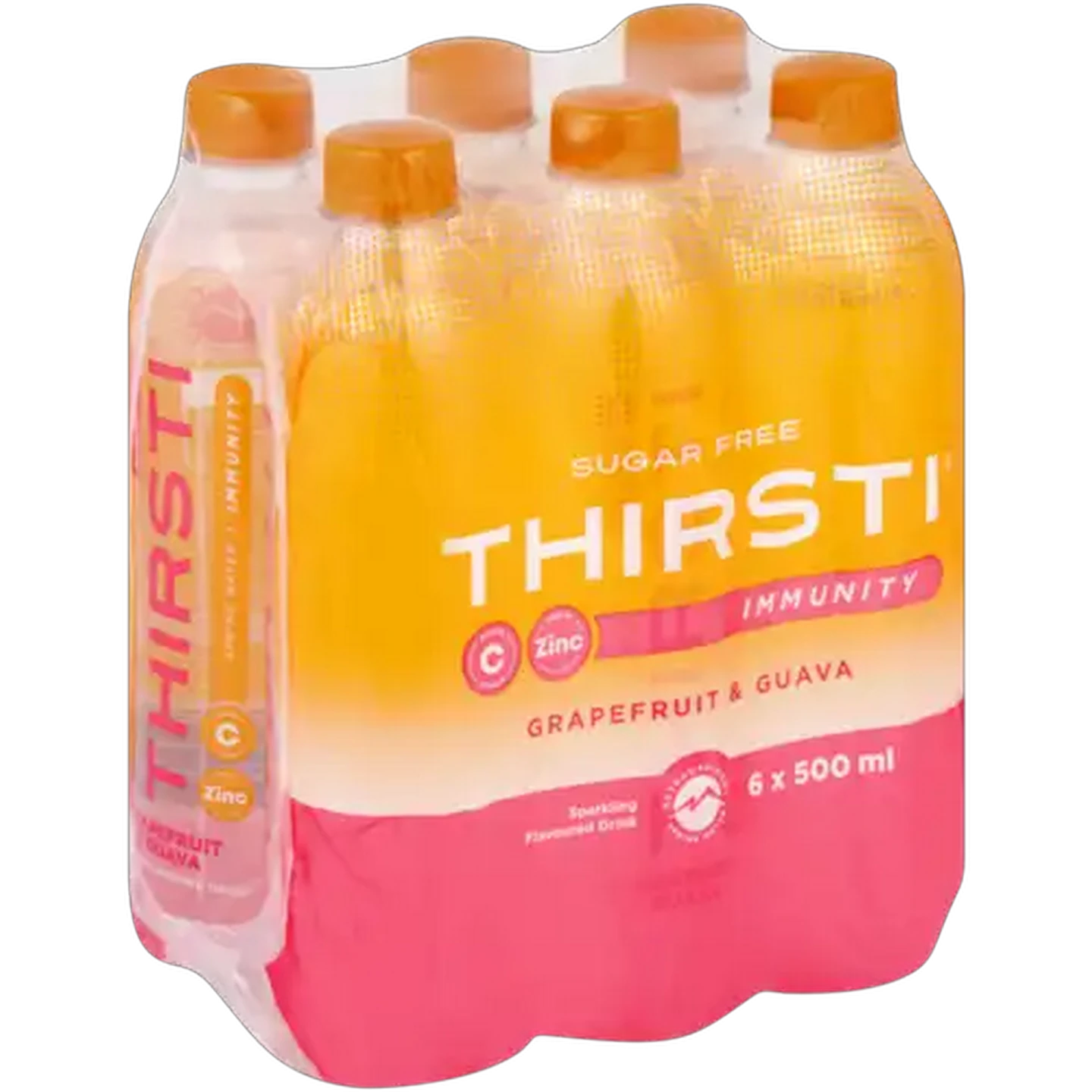 Image of Thirsti Grapefruit & Guava Flavoured Sugar Free Sparkling Immunity Drink 6 x 500ml