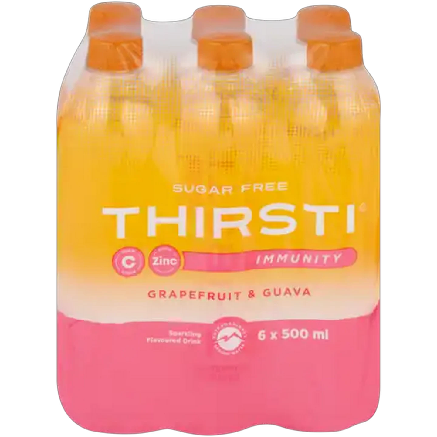 Image of Thirsti Grapefruit & Guava Flavoured Sugar Free Sparkling Immunity Drink 6 x 500ml