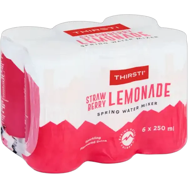 Thirsti Strawberry Lemonade Flavoured Sparkling Spring Water Mixer 6 x 250ml
