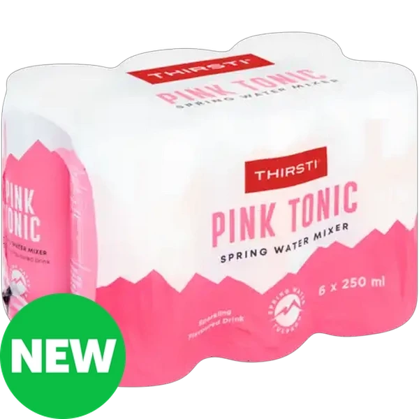 Thirsti Pink Tonic Flavoured Sparkling Spring Water Mixer 6 x 250ml