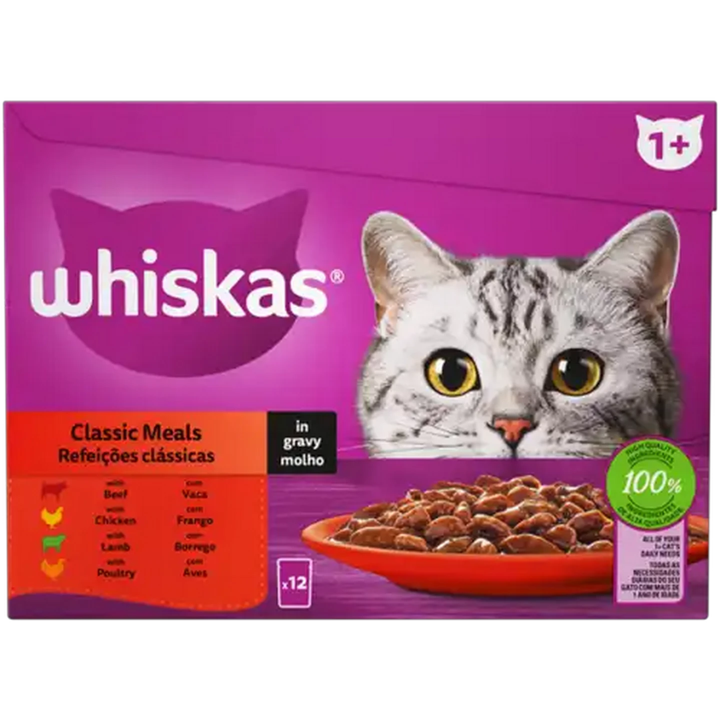 Image of Whiskas Classic Meals In Gravy Wet Cat Food 12 x 85g