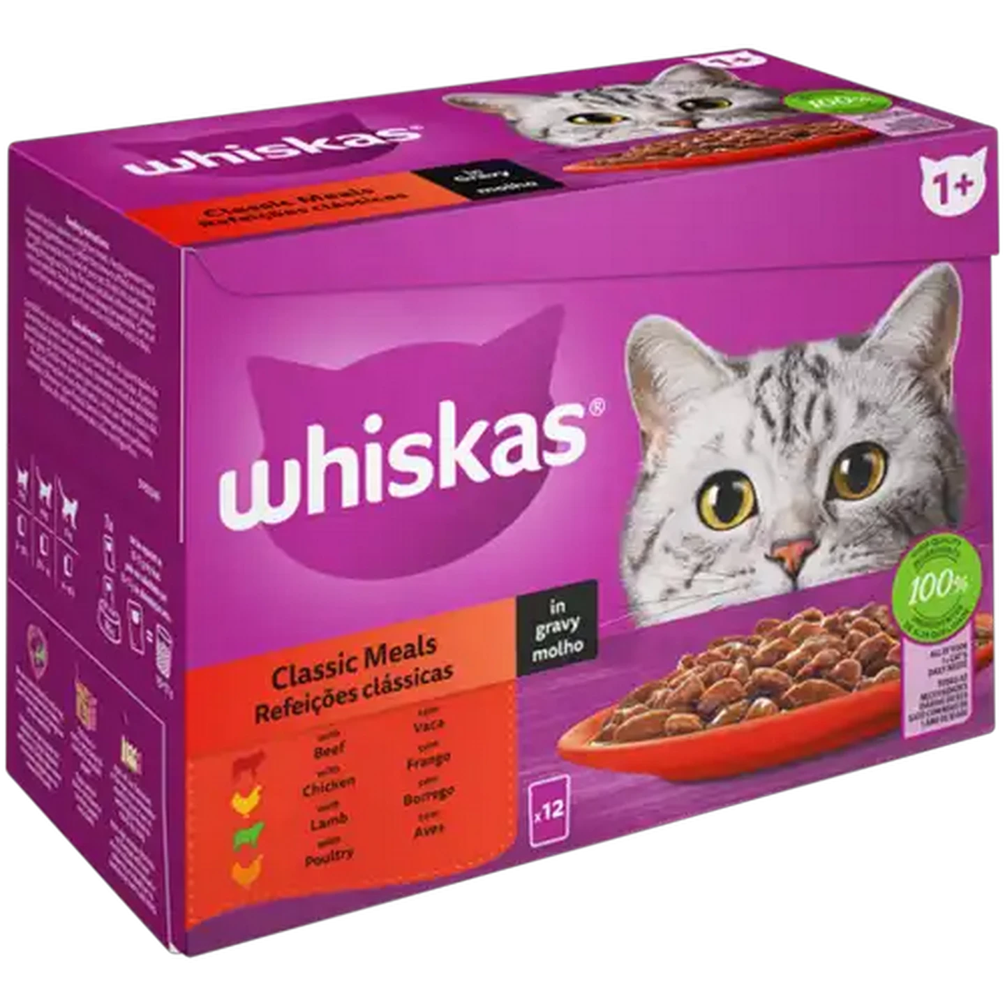 Image of Whiskas Classic Meals In Gravy Wet Cat Food 12 x 85g