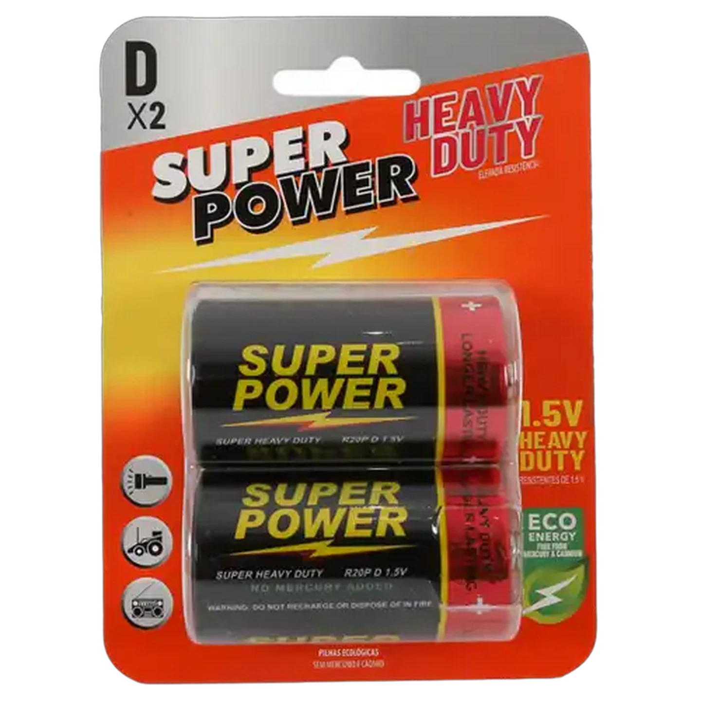 Image of Super Power D Heavy Duty Batteries 2-Pack