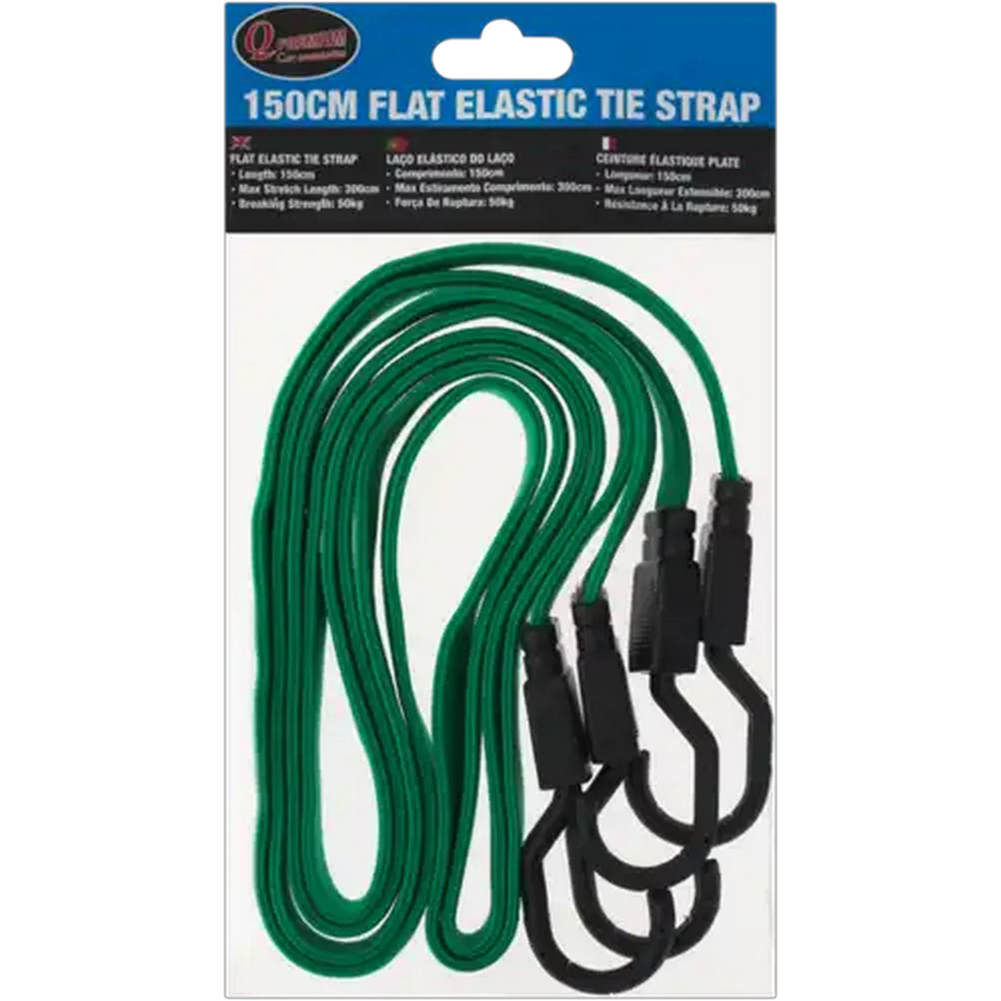 Image of Q Premium Green Flat Elastic Tie Strap 1.5m