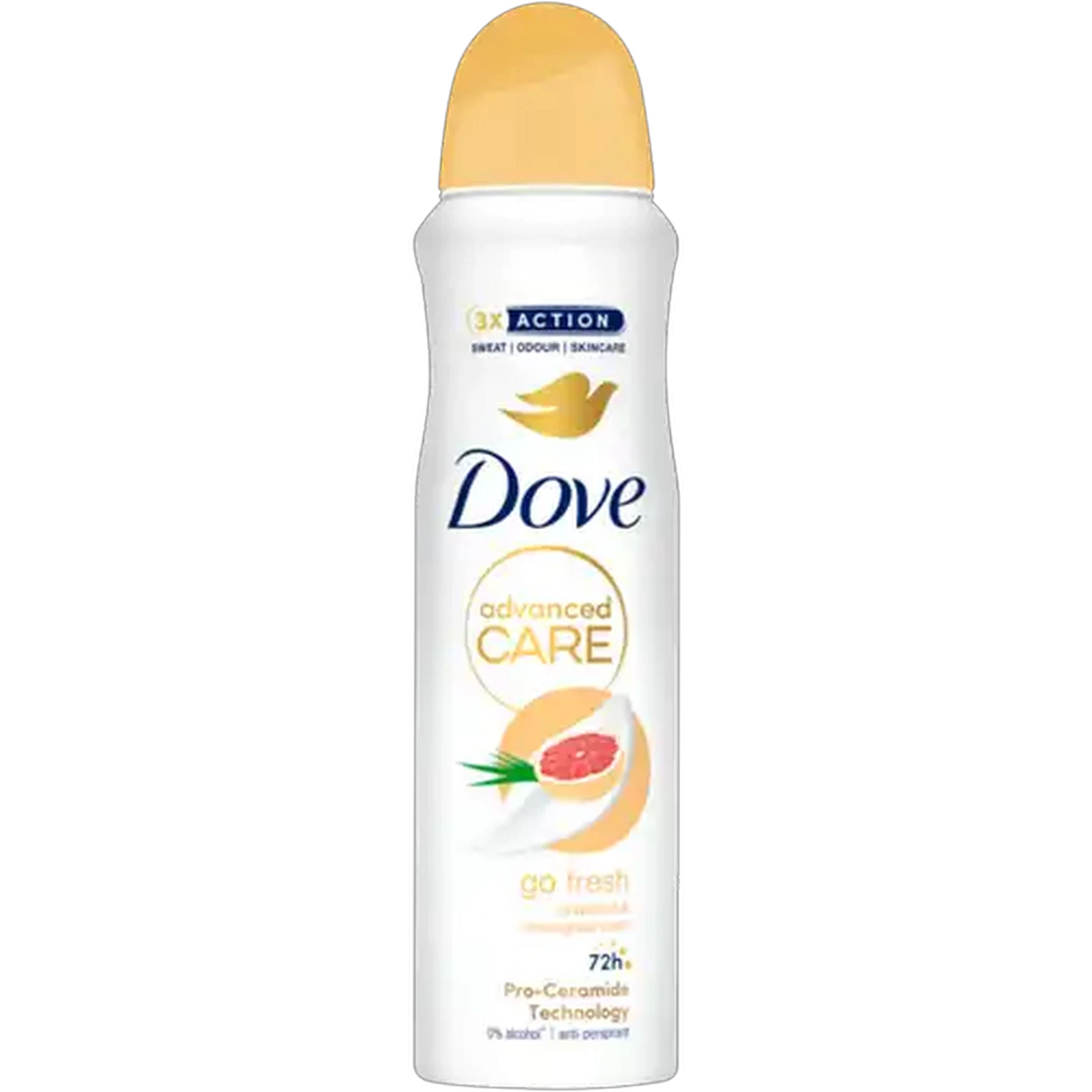 Image of Dove Advanced Care Go Fresh Alcohol Free Grapefruit & Lemongrass 0% Alcohol Anti-Perspirant Body Spray 150ml