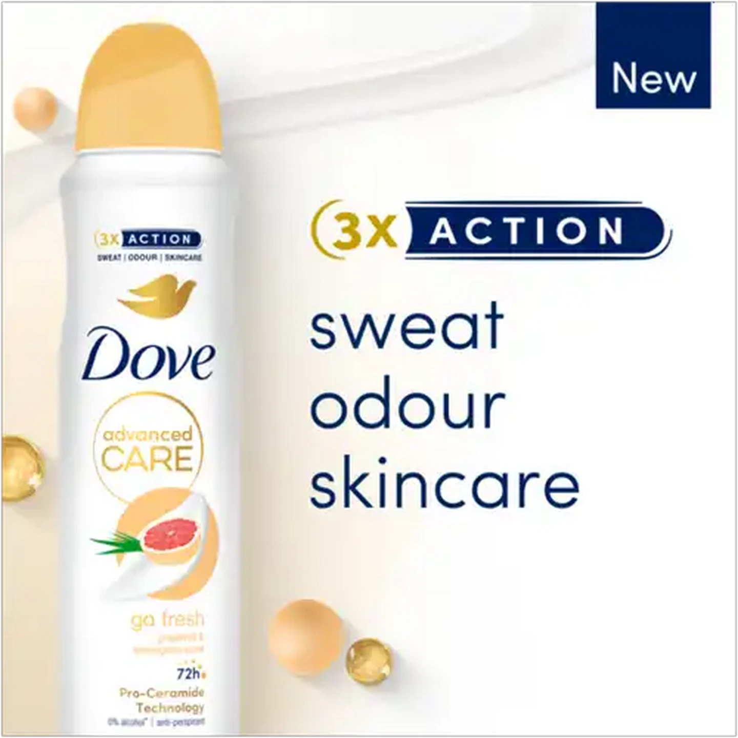 Image of Dove Advanced Care Go Fresh Alcohol Free Grapefruit & Lemongrass 0% Alcohol Anti-Perspirant Body Spray 150ml