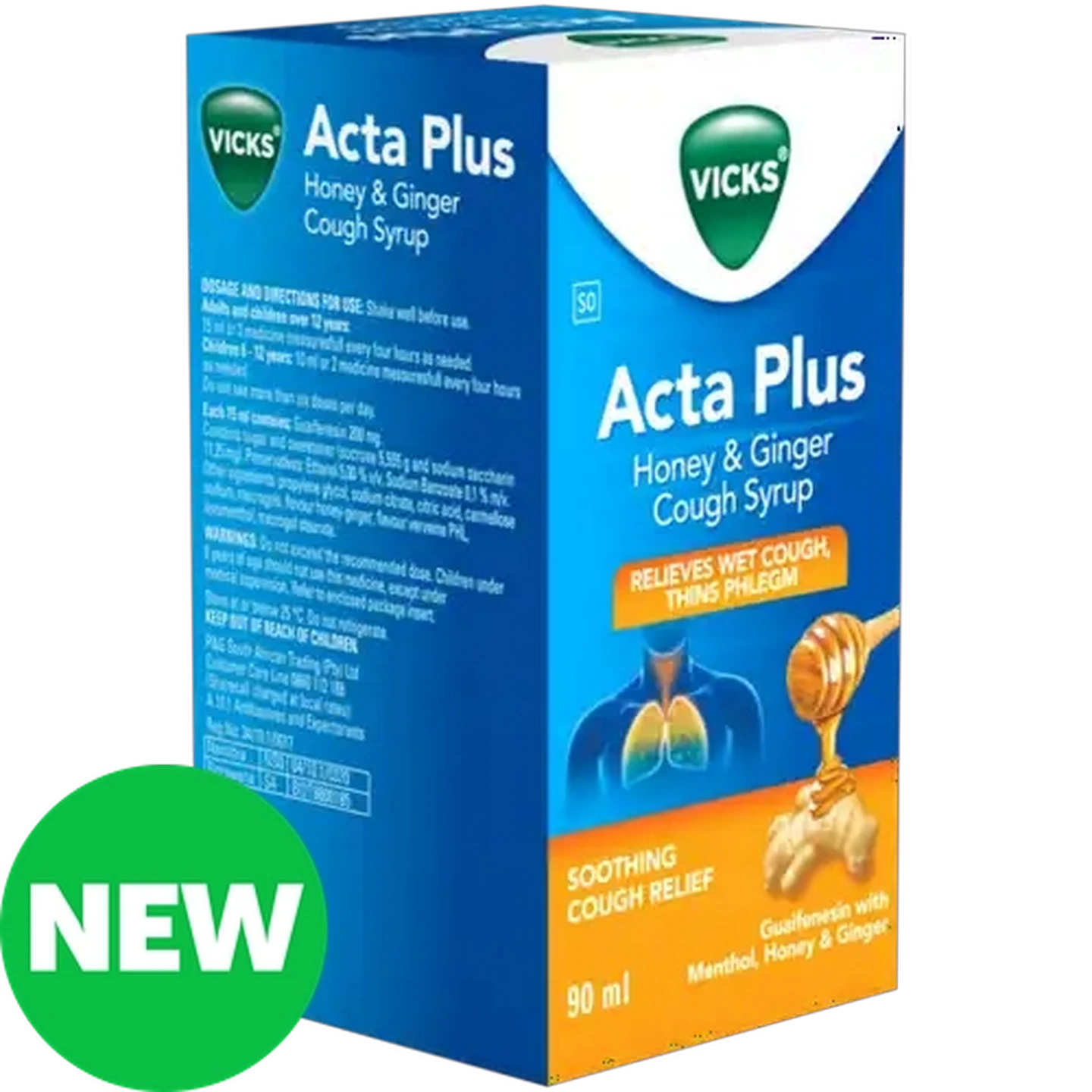 Image of Vicks Acta Plus Honey & Ginger Cough Syrup 90ml