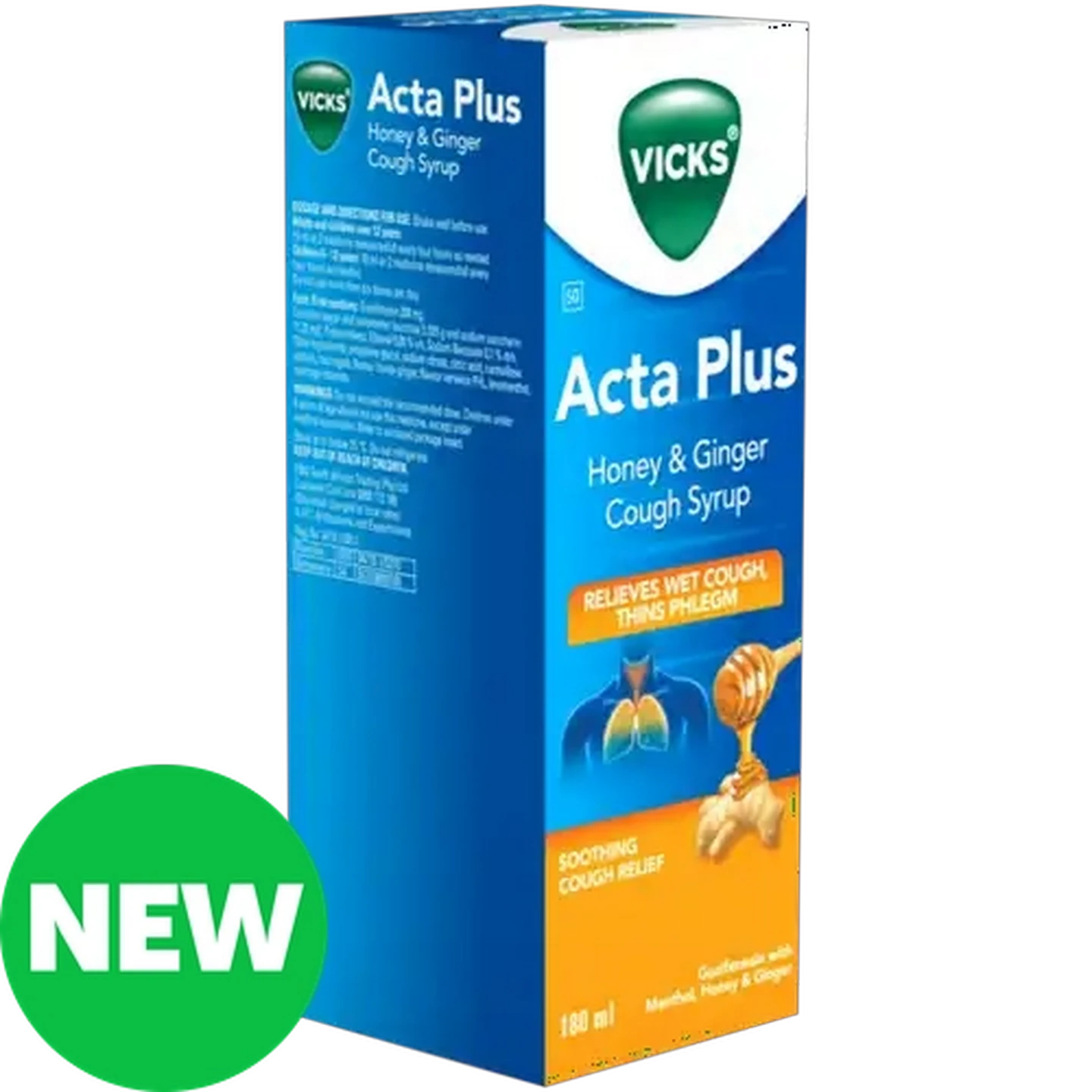 Image of Vicks Acta Plus Honey & Ginger Cough Syrup 180ml