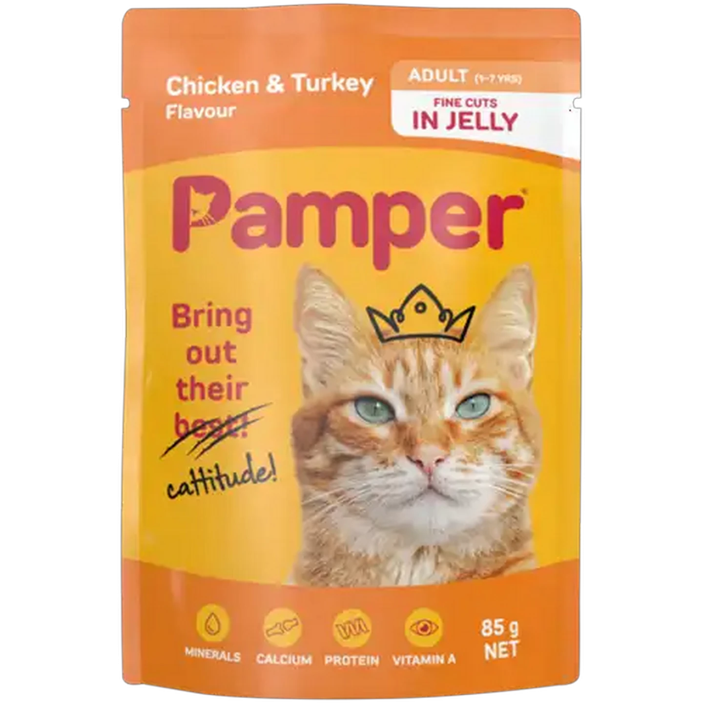 Image of Pamper Fine Cuts Chicken & Turkey In Jelly Cat Food Pouch 85g