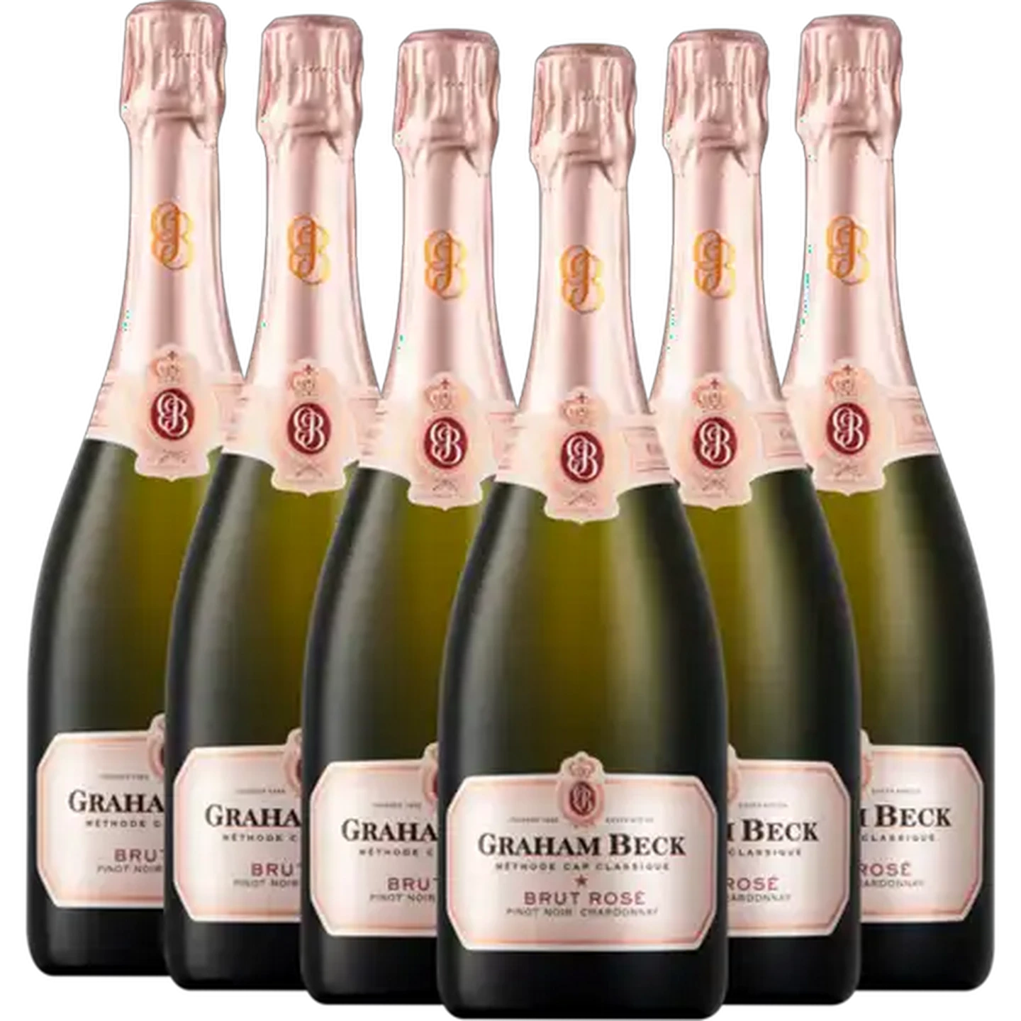 Image of Graham Beck Cap Classique Brut Sparkling Rosé Wine Bottles 6 x 750ml