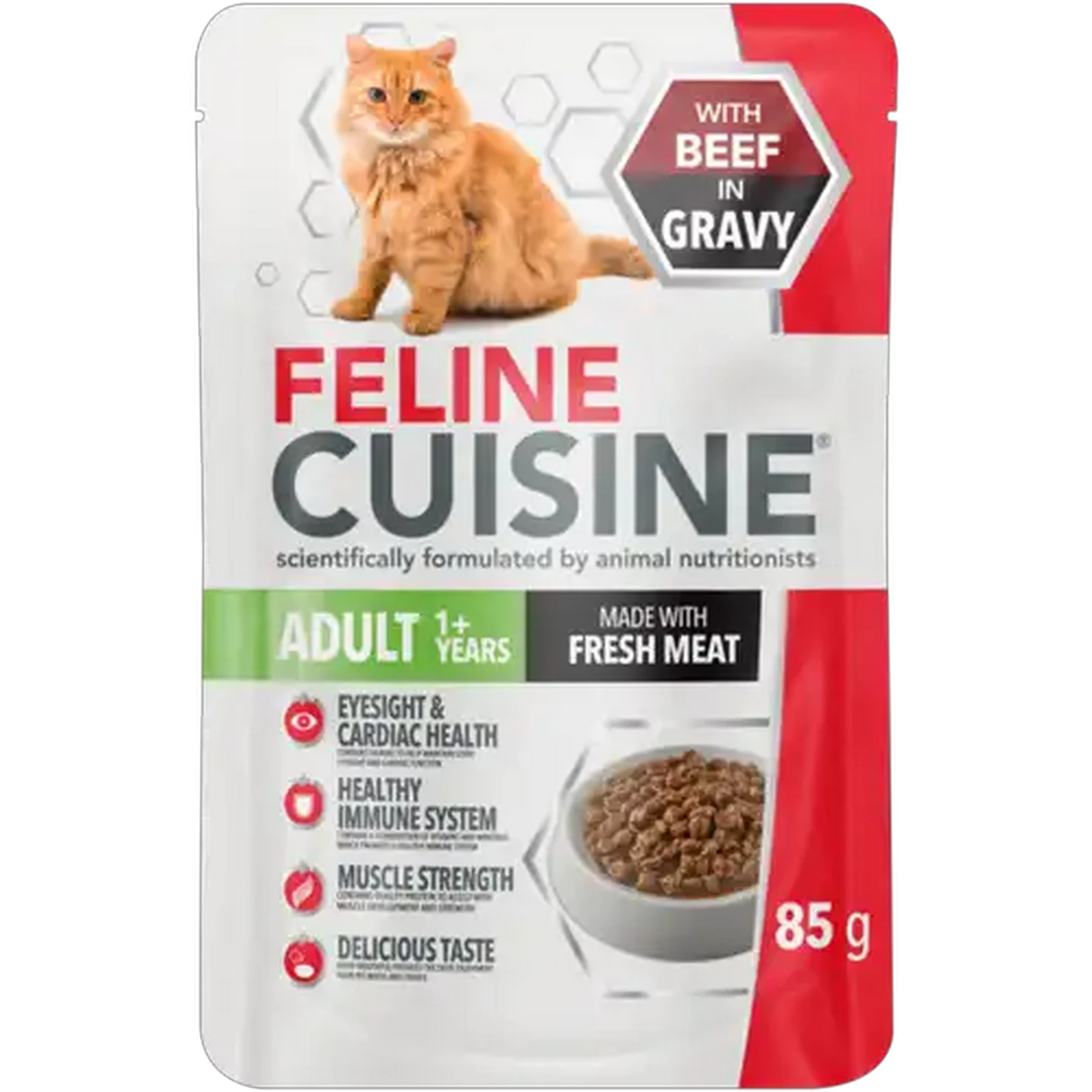 Image of Feline Cuisine Beef in Gravy Adult Wet Cat Food 85g