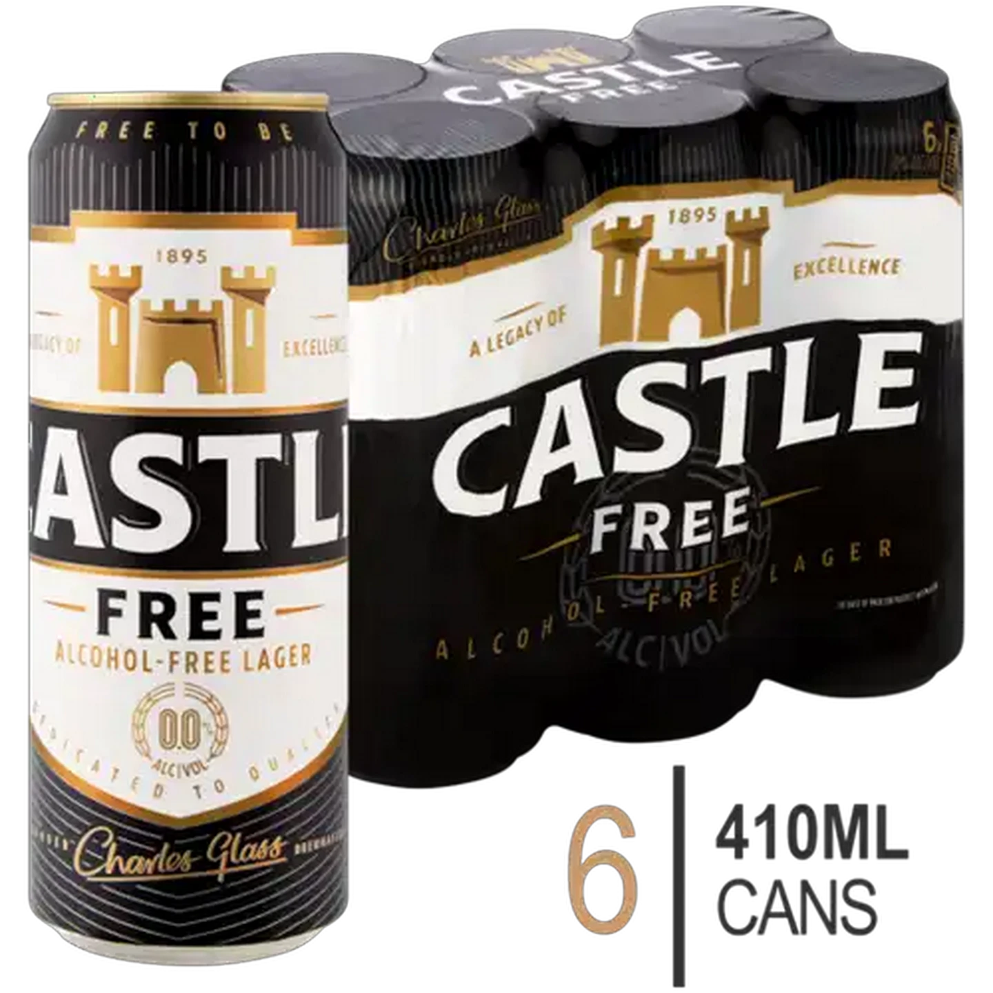 Image of Castle Free Alcohol-Free Lager Beer Cans 6 x 410ml