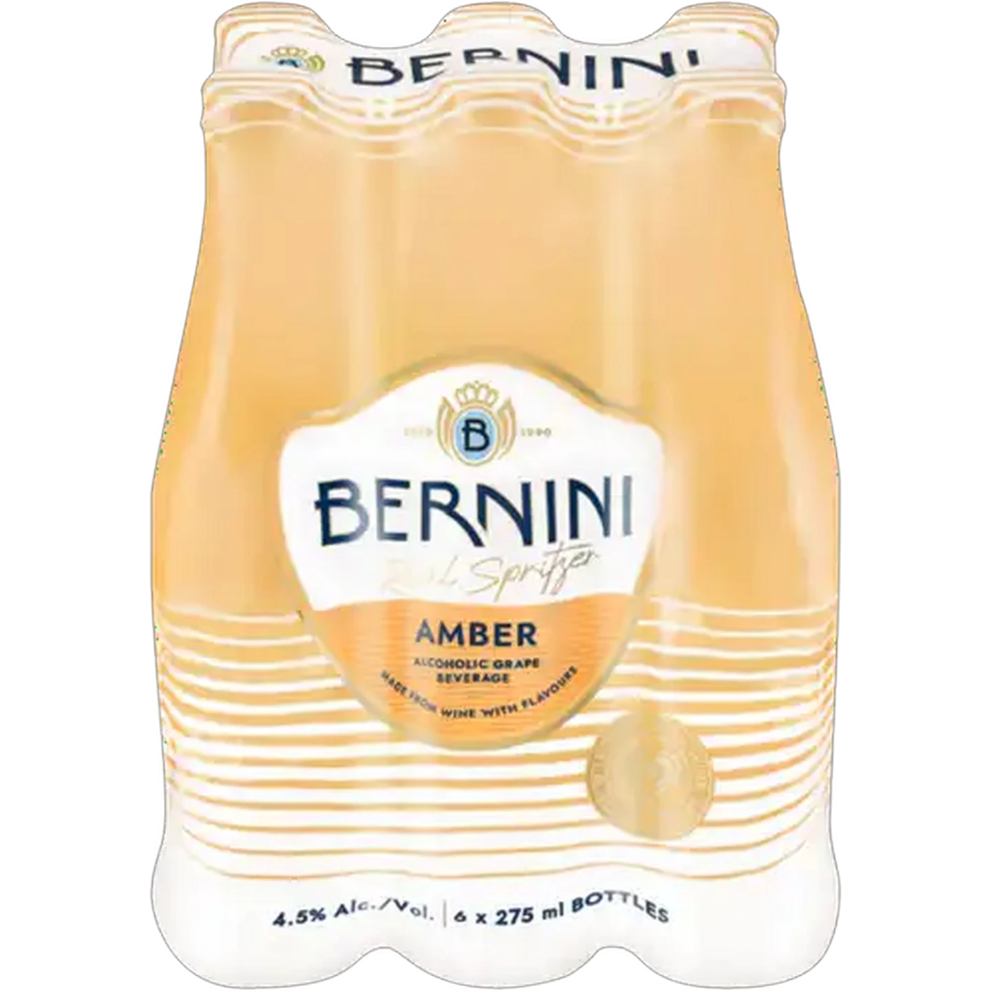 Image of Bernini Amber Alcoholic Grape Beverage Bottles 6 x 275ml