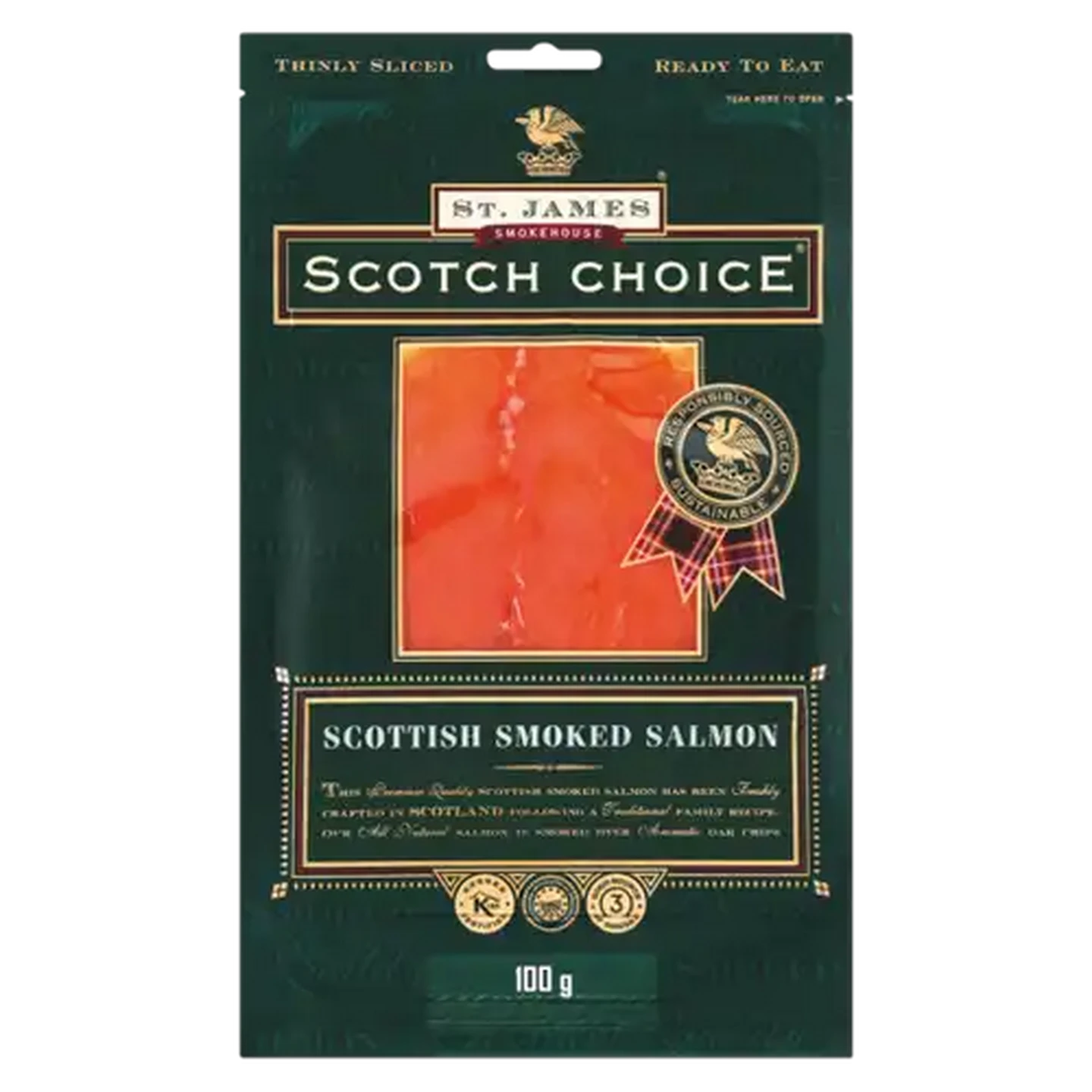 Image of St. James Smokehouse Scotch Choice Scottish Smoked Salmon 100g
