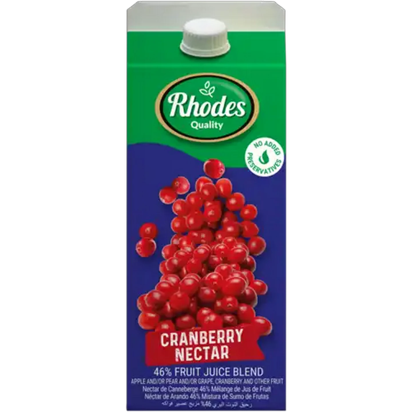 Image of Rhodes Quality Cranberry Nectar 46% Fruit Juice Blend 2L