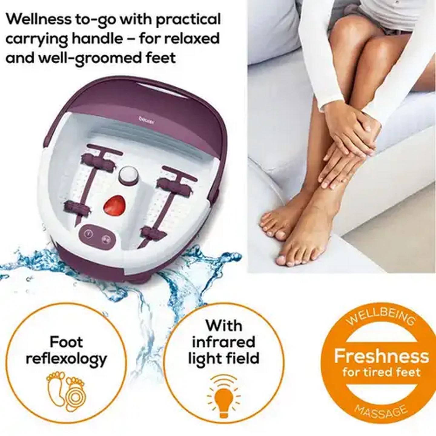 Image of Beurer Germany Infrared Light Foot Spa with Pedicure Attachments