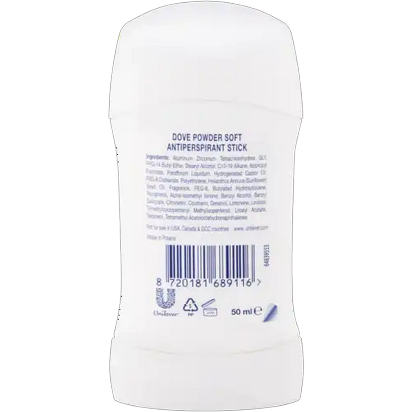 Image of Dove Powder Soft Alcohol Free Antiperspirant Stick 50ml