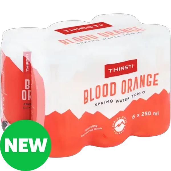 Thirsti Blood Orange Flavoured Sparkling Spring Water Tonic 6 x 250ml