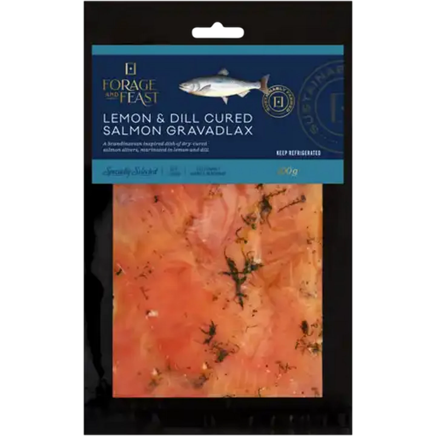 Image of Forage And Feast Lemon & Dill Cured Salmon Gravadlax 100g