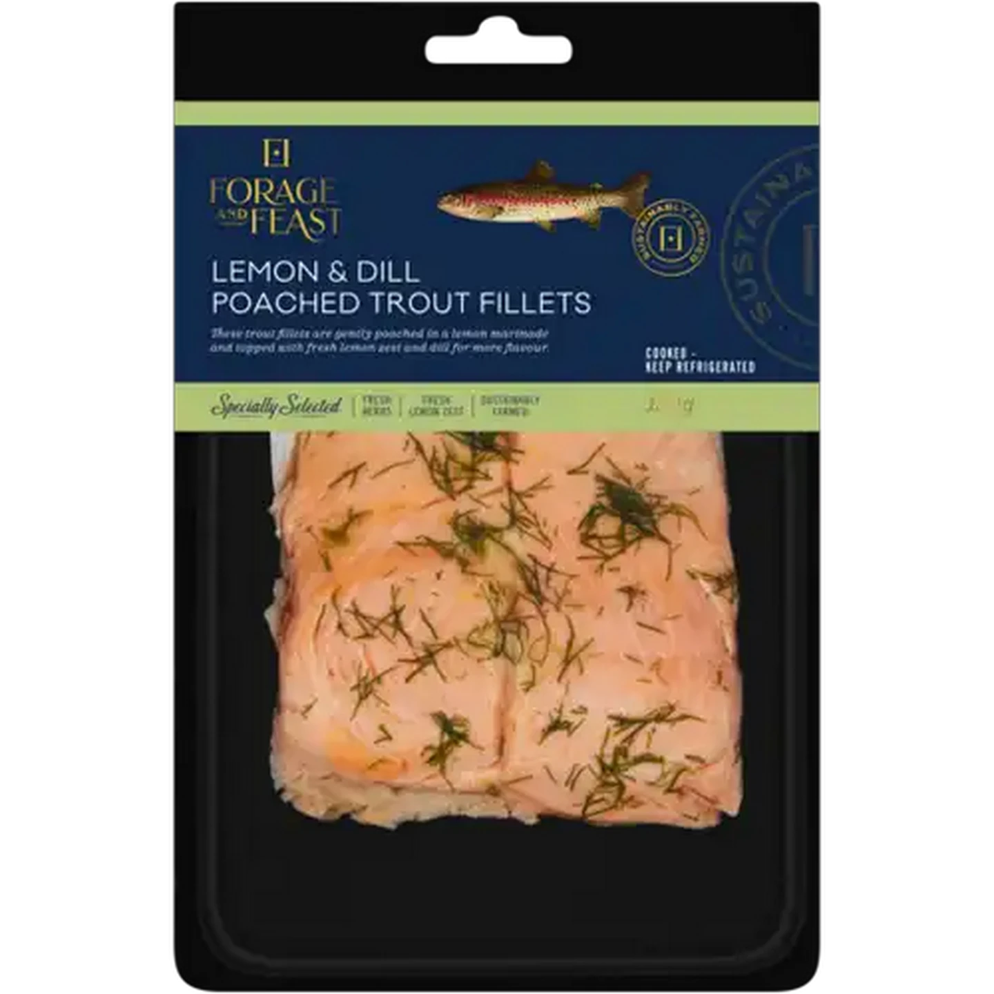 Image of Forage And Feast Lemon & Dill Poached Trout Fillets 180g