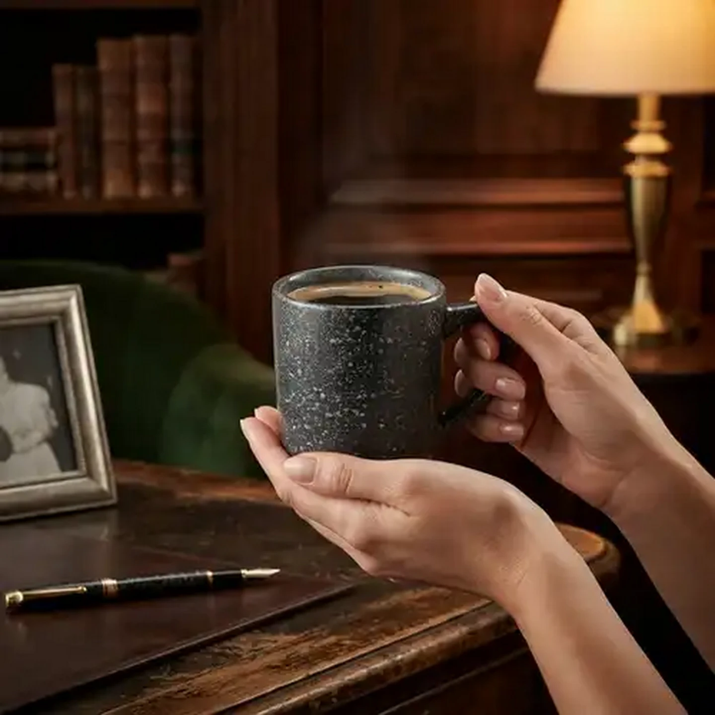 Image of Speckled Grey Stoneware Coffee Mug 400ml (Colour May Vary)