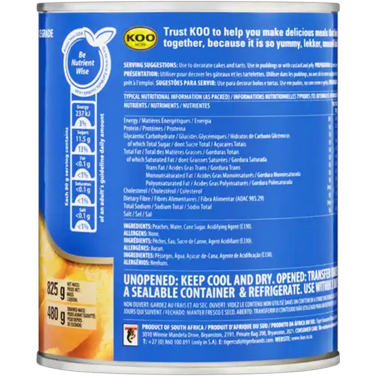 Image of KOO Fruit Peach Slices in Syrup 825g
