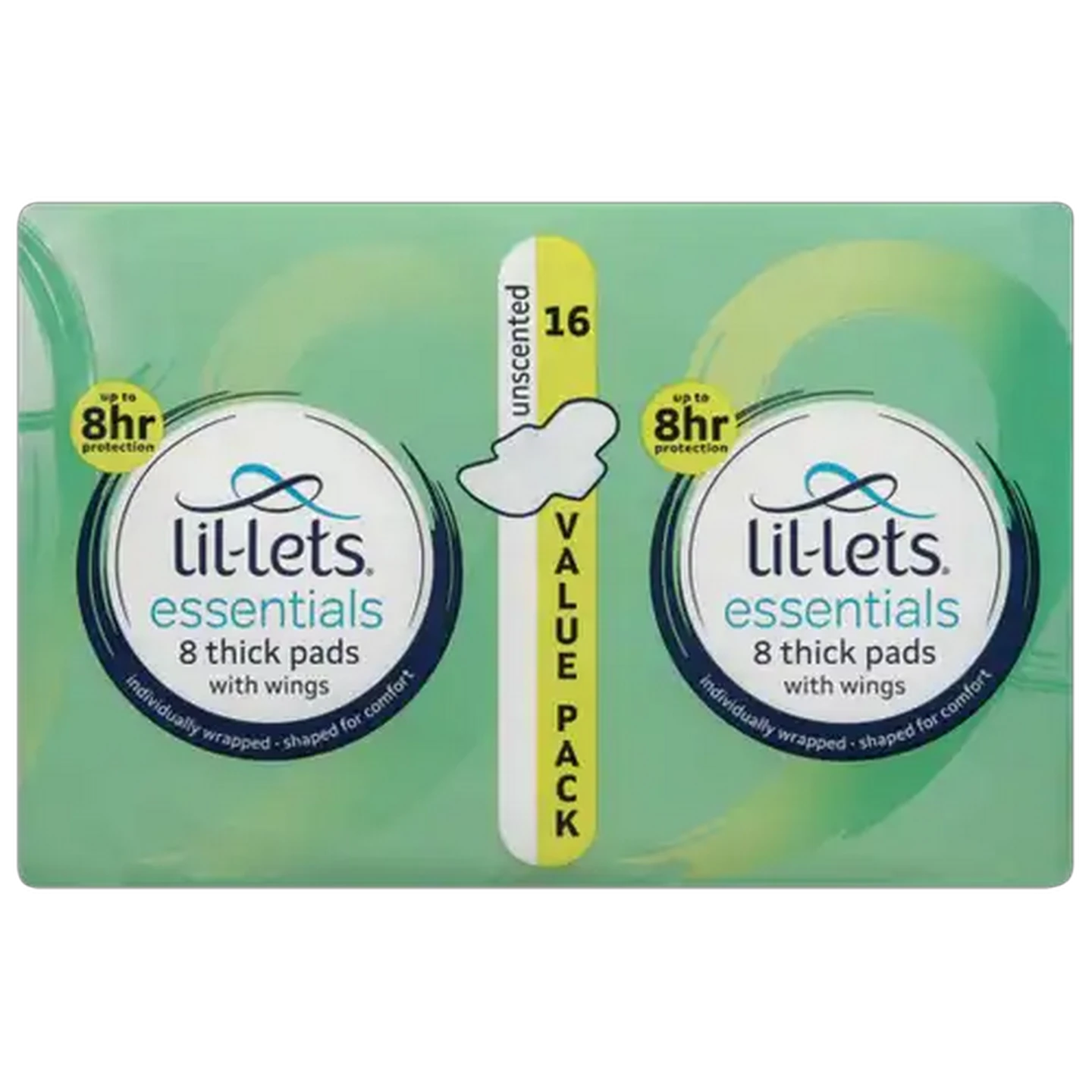 Image of Lil-Lets Essentials Unscented Winged Thick Pads 16 Pack