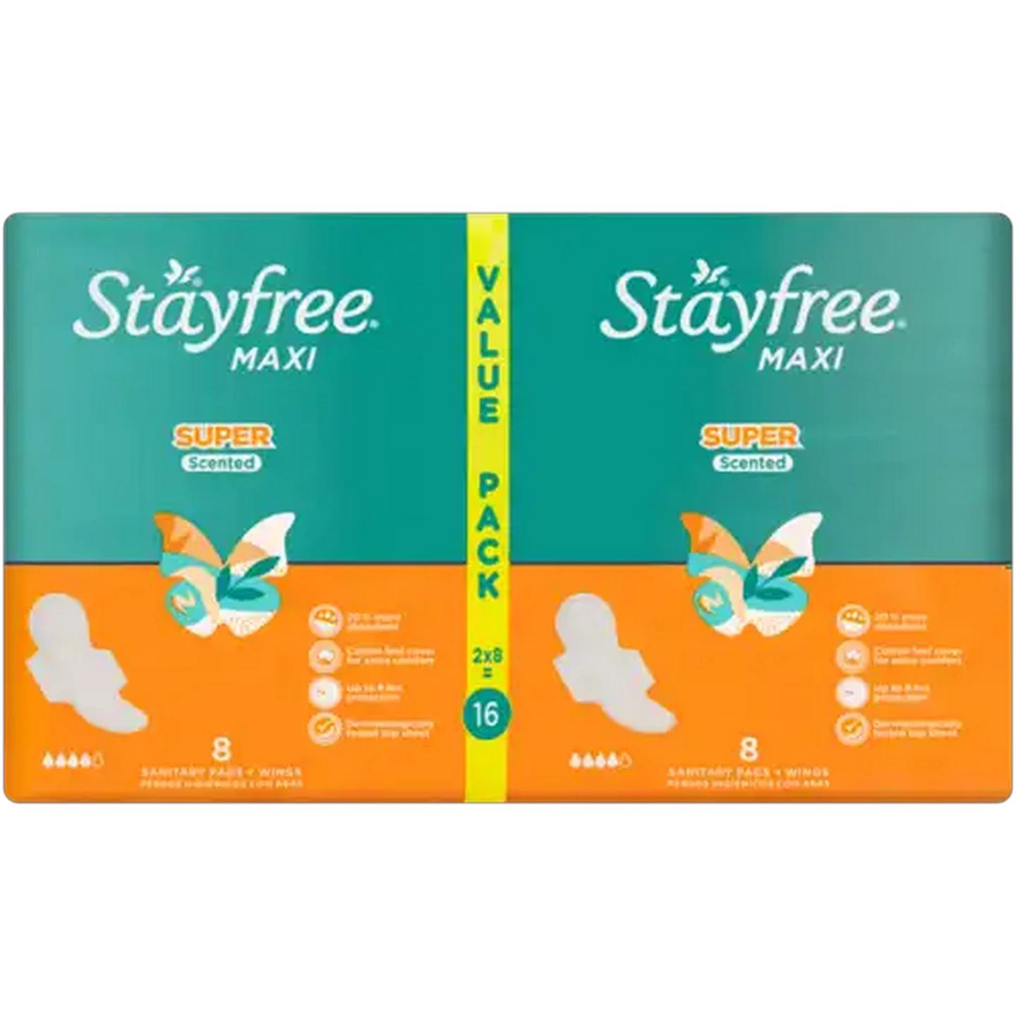 Image of Stayfree Scented Super Heavy Flow Sanitary Pads 16 Pack