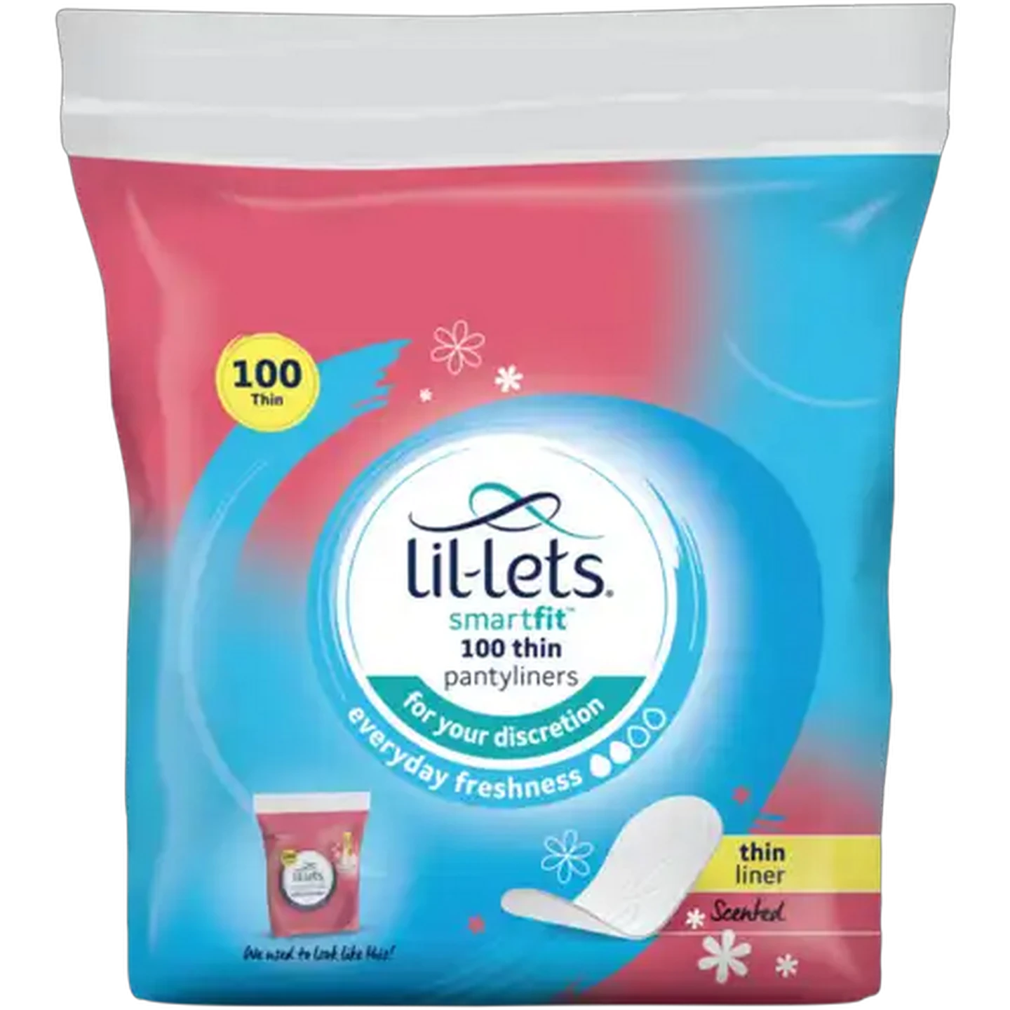 Image of Lil-Lets Smartfit Scented Thin Pantyliners 100 Pack