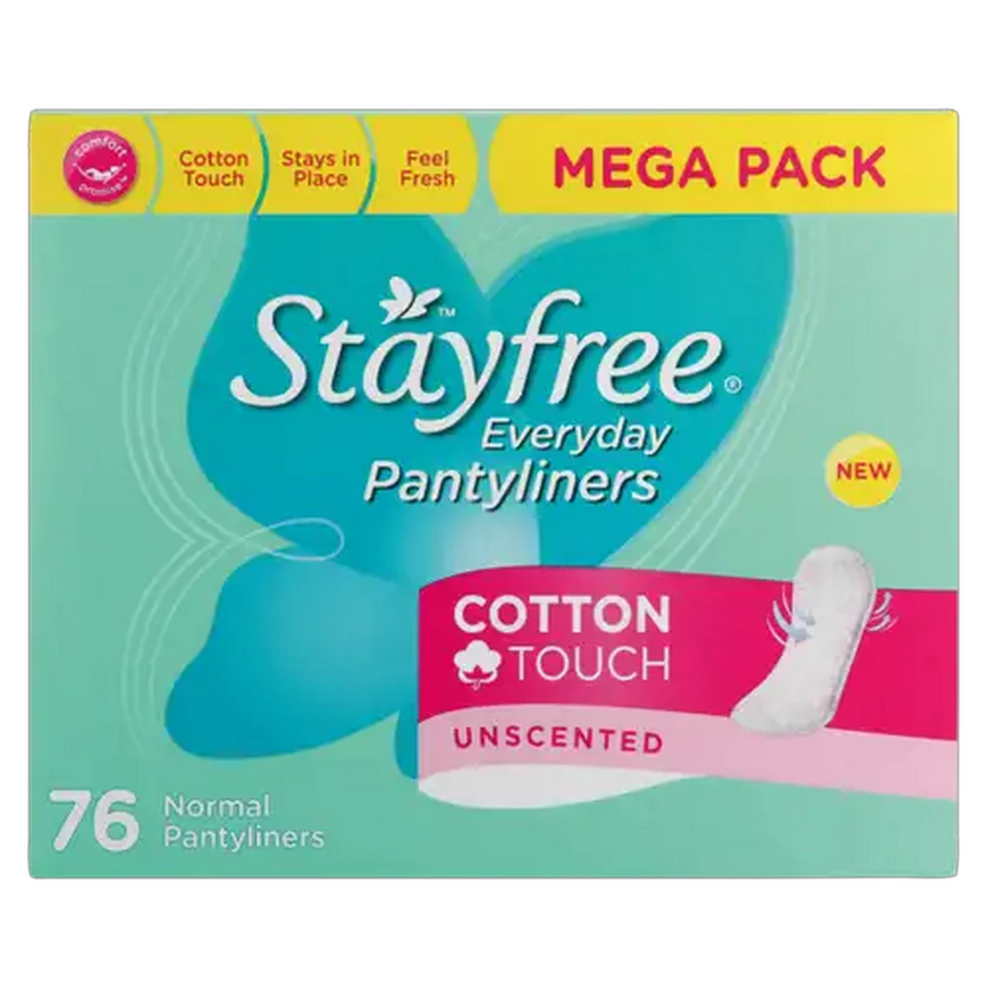 Image of Stayfree Cotton Touch Unscented Everyday Pantyliners 76 Pack