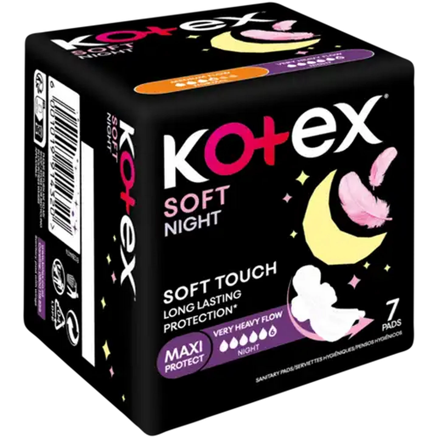Image of Kotex Soft Very Heavy Flow Maxi Protect Night Sanitary Pads with Wings 7-Pack